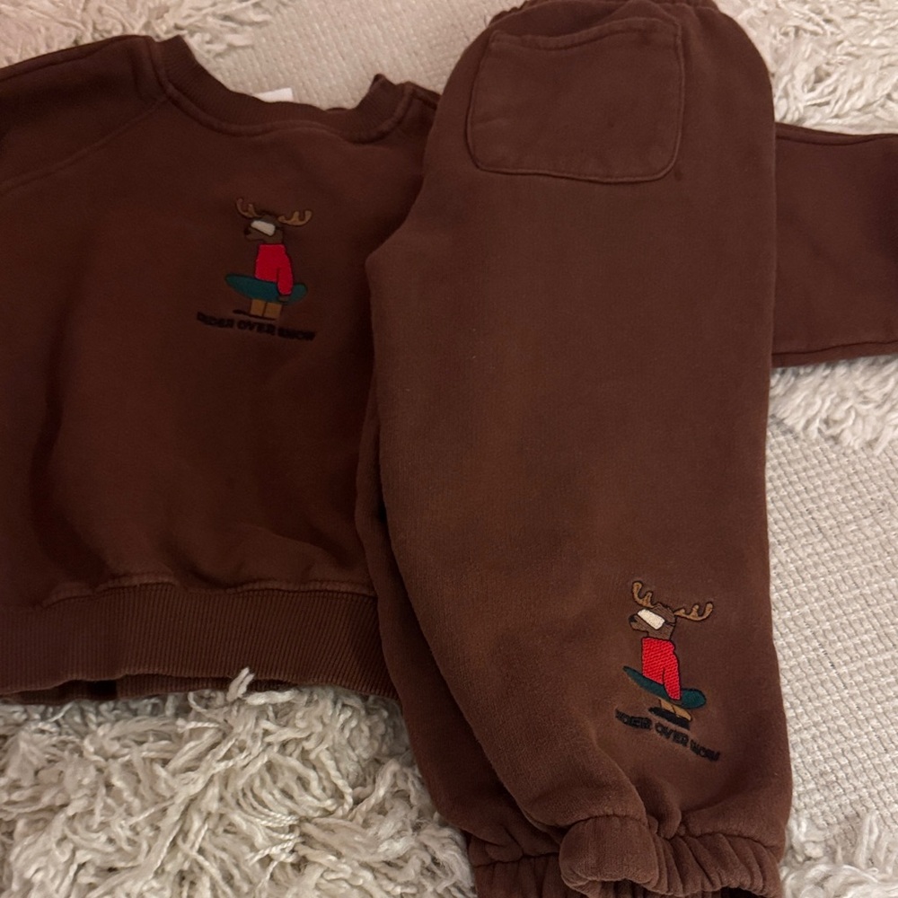 Zara Brown Kids Sweatshirt and Joggers Set